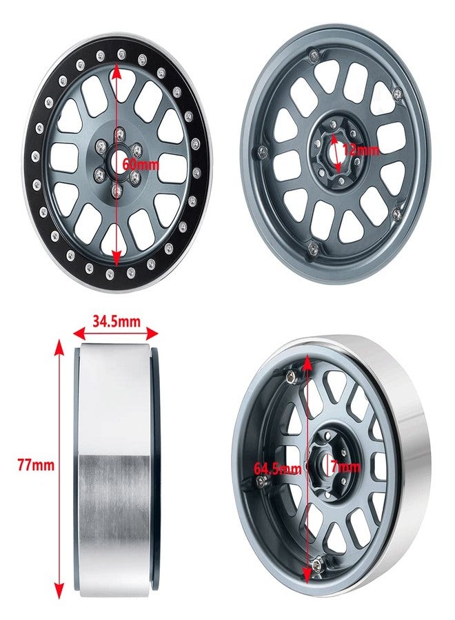 WEFEINO 4PCS 2.6 Beadlock Wheels Rims Hubs for 1/10 Axial RBX10 AXI03005 Wraith 90048 90053 Axial AXI03000 AXI3004 Buggy 2.6 Mud Terrain Tires (Titanium Grey) - Image 4